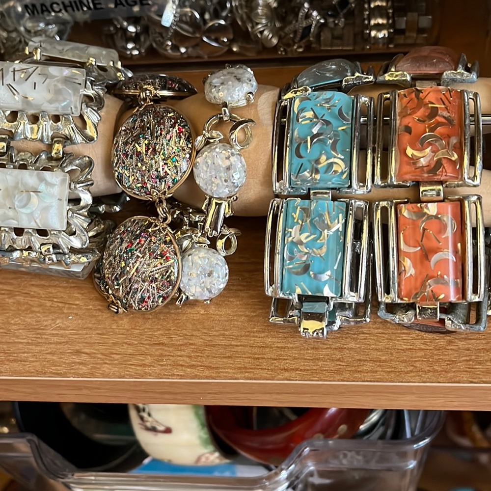 5 mid century confetti bracelets